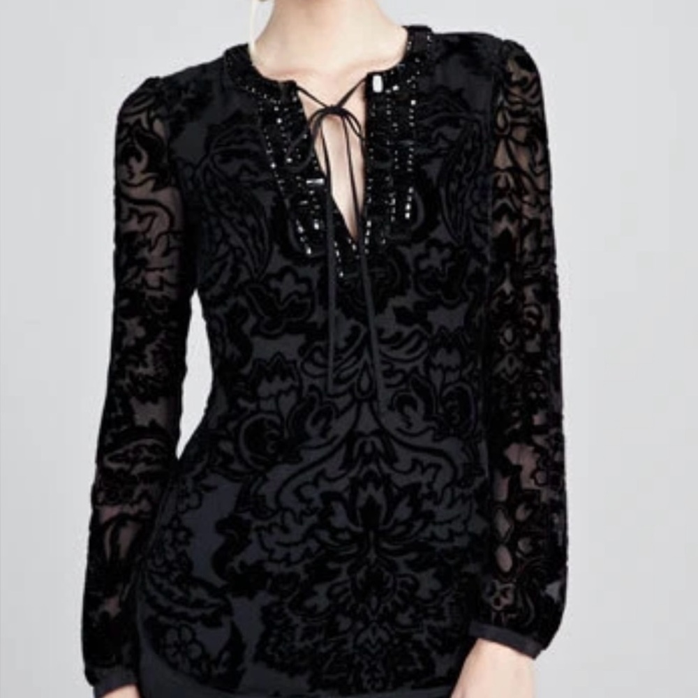 Elegant Try Burch Top Black Lace 6
